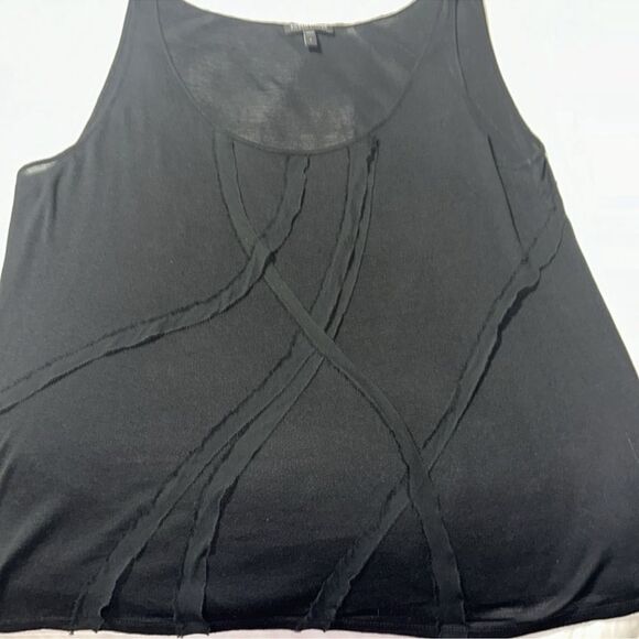 Eileen Fisher L Black Ribbon Detail Fine Knit Soft Relaxed Fit Tank Top - Picture 11 of 11
